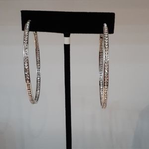 60 mm Inside Outside Crystal Hoops Lightweight